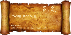 Parag Károly névjegykártya